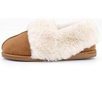 V By Very Chestnut Faux Fur Slipper - Brown