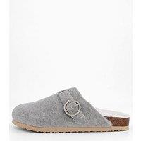 V By Very Faux Fur Lined Clog Slipper - Grey