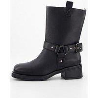 V By Very Wide Fit Chunky Biker Ankle Boots - Black