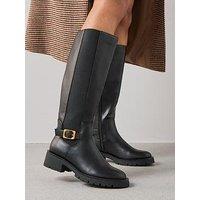 V By Very Extra Wide Fit Knee High Boot With Elastic Panel - Black
