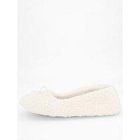 V By Very Borg Ballerina Slipper - Cream