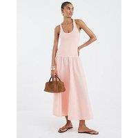 River Island Scoop Poplin Mix Dress - Pink