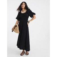 River Island Short Sleeve Linen Midi Dress - Black