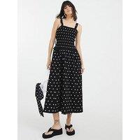River Island Shirred Midi Dress - Black