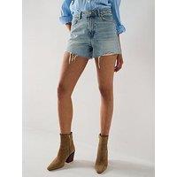 V By Very Distressed Hem Denim Shorts - Light Wash