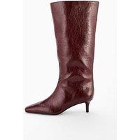 V By Very Pull On Knee High Boot &Ndash; Burgundy