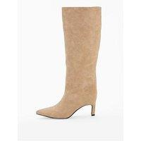 V By Very Micro Heel Straight Leg Knee Boot - Taupe