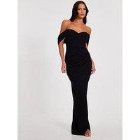 Quiz Black Chiffon Bardot Maxi Dress