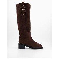 The Very Collection Low Block Heel Knee Boots - Chocolate