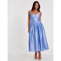 Quiz Light Blue Taffeta Midaxi Dress