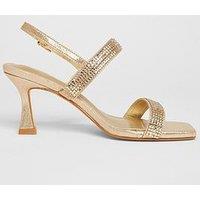 Quiz Wide Fit Gold Diamante Strappy Heels