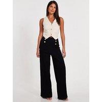 Quiz Black Button Detail Palazzo Trousers