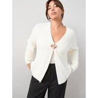 V By Very Curve Floral Trim Fluffy Cardigan