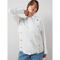 V By Very Curve Timeless Yarn Sleeveless Button Detail Vest - Grey