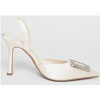 Quiz Bridal White Brooch Court Heels