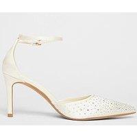 Quiz Bridal White Diamante Court Heels