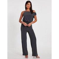 Quiz Charcoal Asymmetric Draped Jumpsuit