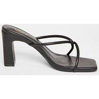 Quiz Black Twist Front Strappy Block Heels