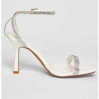 Quiz White Bridal Diamante Heels