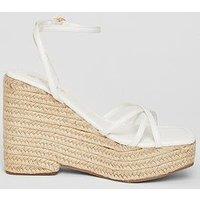 Quiz White Cross Strap High Wedges