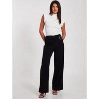 Quiz Black Tie Waist Palazzo Trousers