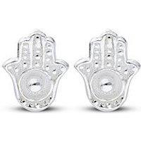 The Love Collection Sterling Silver Crystal Hamsa Stud Earrings
