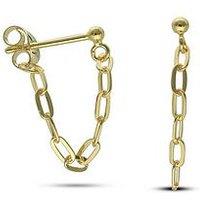 The Love Collection Sterling Silver Gold Plated Chain Stud Earrings