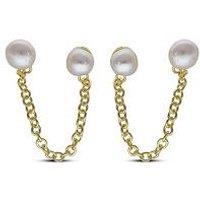 The Love Collection Sterling Silver Gold Plated Fwp Ball And Chain Stud Earrings