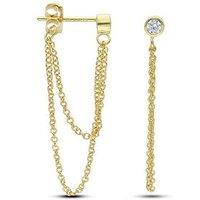 The Love Collection Sterling Silver Gold Plated Cz Ball And Chain Stud Earrings