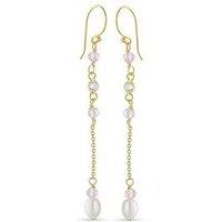 The Love Collection Sterling Silver Gold Plated Fwp Pink And Silver Cz Drop Stud Earrings