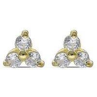 The Love Collection Sterling Silver Gold Plated Cz Floral Stud Earrings