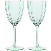 Hestia Scallop Wine Glass Set Of 2 - Green