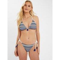 Accessorize Crochet Triangle Bikini Top - Blue