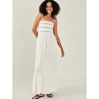 Accessorize Ivory Shirred Bandeau Maxi Dress - Ivory - Cream