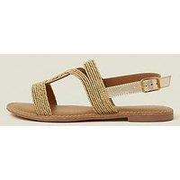 Accessorize Raffia Loop Strappy Sandals - Gold