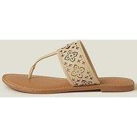 Accessorize Cut-Out Strap Flip Flop Sandals - Cream