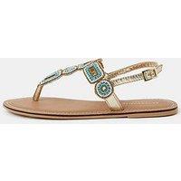 Accessorize Cleo Beaded Circle Sandals - Turquoise - Blue