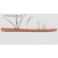 Mango Girls Plaited Metallic Sandals - Silver