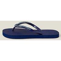 Accessorize Beaded Flip Flops - Navy