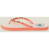 Accessorize Shell Bead Flip Flops - Orange