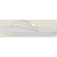 Accessorize Pearl Embellished Flip Flops - White