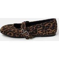 Accessorize Leopard Print Buckle Ballet Flats - Brown/Black