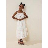 Mango Girls Scarlett Embroidered Co-Ord Midi Skirt - Cream