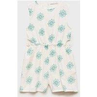Mango Girls Cut Out Printed Playsuit - White