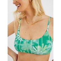 Accessorize Palm Shirred Crop Top - Green