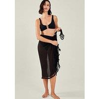 Accessorize Tassel Trim Sarong - Black