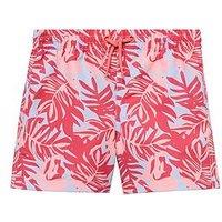 Mango Younger Boys Leaf Print Swimshorts - Pink