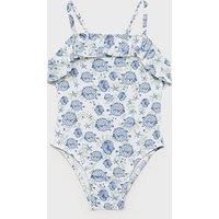 Mango Younger Girls Sea Theme Swimsuit - White