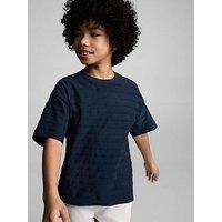 Mango Boys Textured Stripe Short Sleeve Tshirt - Navy