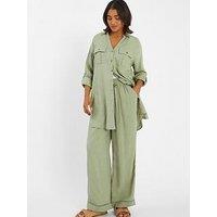 Accessorize Wide Leg Beach Trousers - Green